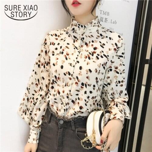 Blusas mujer de moda2019 Floral button down shirt for women womens blouses and tops chemisier femme nouvelle collection 7292 50