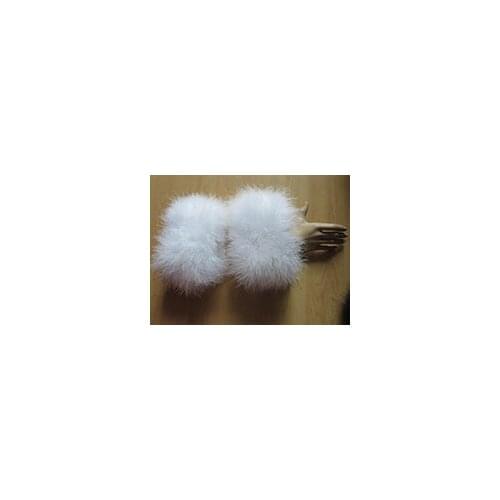 Womens Real Genuine Ostrich Feather Fur Cuffs Winter Warm Sleeves to Protect Your Wrist A pair of Black White