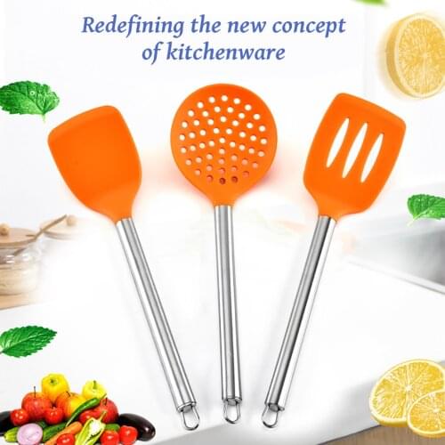 1/3PCS Heat Resistant Silicone Cookware Set Nonstick Cooking Tools Kitchen & Baking Tool Kit Utensils Spoon Turner Spade