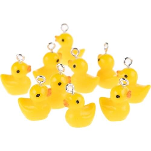 10pcs Cute Little Yellow Duck Resin Pendants Jewelry Gifts Making DIY Keychain Jewerly Accessories For Woman
