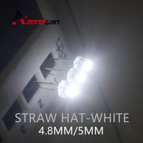 100PCS/LOT 5mm straw hat LED lamp beads. White hair. Highlight big chip light-emitting diodes