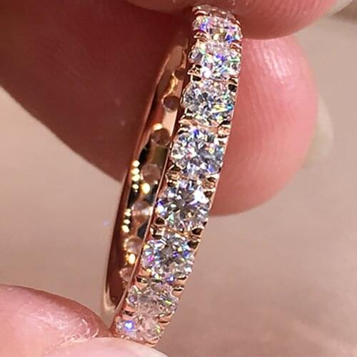 14K Au585 Gold Women Ring Moissanite Diamonds 0.08 Carart Round Luxury Classic Party Engagement Anniversary Ring Trendy Present