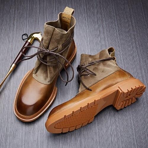 2021 Army Shoes Men Leather Vintage Boots Military Winter Shoes Men 11#20/10d50