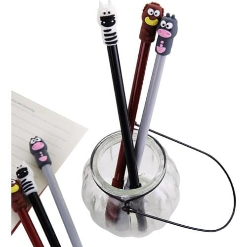 3pcs/lot Kawaii Party Favors Creative cartoon zebra Hippo animal series neutral pen black core 0.5mm Writing gift Party Favors