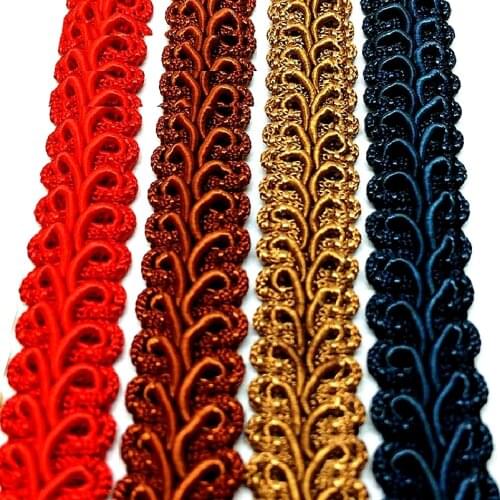 YACKALASI 20 Yds Centipede Braided Trims GIMP Lace Appliqued Crochet Ribbons Nylon Dress Light Decoration 1.4cm Wide
