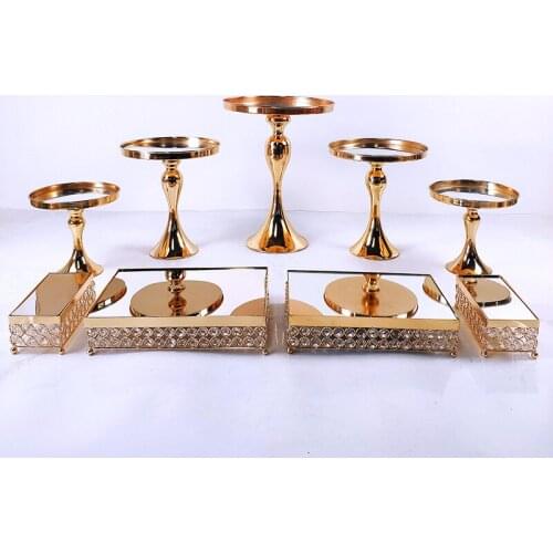 7pcs-17pcs Wedding Cake Stand Set Gold Mirror Metal Cupcake Beautiful Tray Dessert Display Decoration Tools