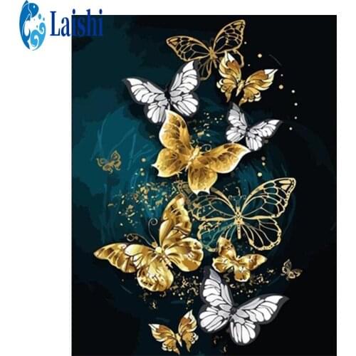 Diy 5d Diamond Painting Golden butterfly Diamond embroidery Cross Stitch Square Round Diamond Embroidery Handwork Rhinestone Art