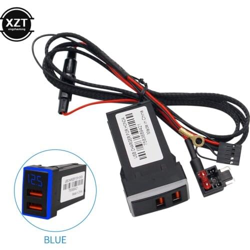 Car Charger LED Voltmeter Power Adapter QC3.0 12V Dual USB With Digital Voltage Display 24x37mm For Honda