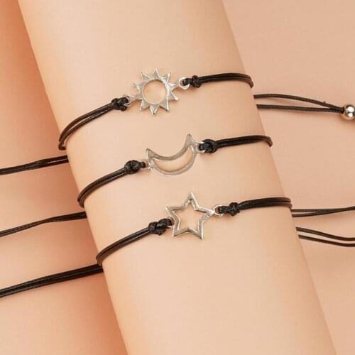 3 Pcs Black Good Friend Bracelet Bracelet Charm Bracelet For Women New Trendy Elegant Couples Jewelry Party Gifts
