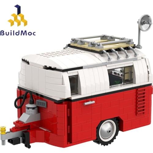 Buildmoc Technical Car Creativity Expert Caravan Camping Trailer For 10220 T1 Bus Camper Van Truck Building Blocks Kid Toys Gift