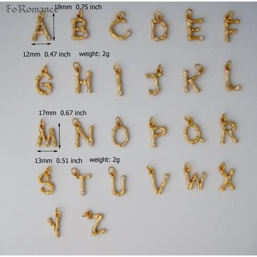 26 LETTERS GP 18" TWIST NECKLACE & INITIALS FROM LETTER A TO Z WITH BAMBOO THREAD PATERN 26 LETTERS INITIAL CZ STONE PENDANT