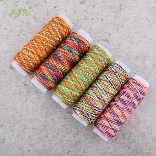 Chainho,5 Color/Lot,Tenacity Nylon Rainbow Color Thread/Multicolor Machine & Embroidery Sewing Thread/DIY Hand Made Accessories