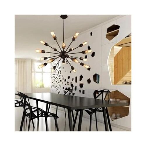 Black Industrial Wrought Iron Chandelier Lighting Fixture Vintage Metal Antique Lamp With 10/12/18 Lights Painted Finish E27