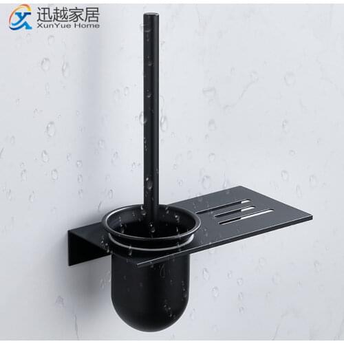 Bathroom Fixture Household Toilet Brush No Dead Ends Set Wall-mounted Rack Cleaning Black Base 00TBH0601