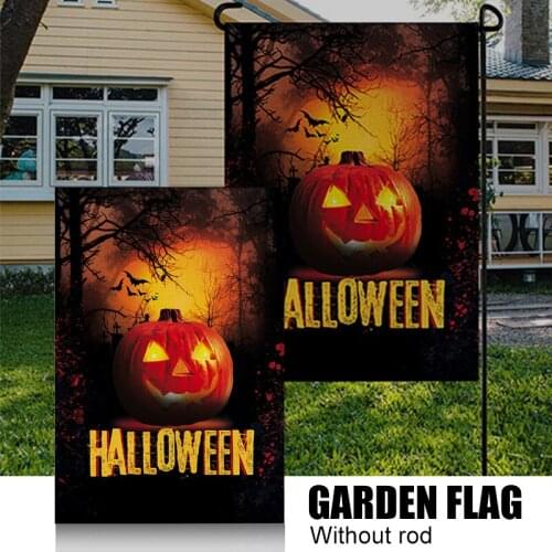 Hot Halloween Elements Garden Flag Linen Double Sided Printing Not Include Pole Halloween Outdoor Garden Decorations Accessories