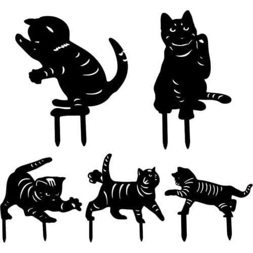 Cat Yard Art,Garden Lawn Floor Decoration,Acrylic Cat Art Outdoor Yard Decor,Cat Figure Ground Insert Decor for Yard