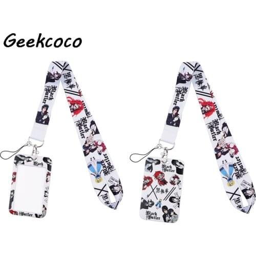 J2466 Anime Lanyard Keychain key Badge Mobile Phone Rope Lanyard With Kawaii Card Holder Cover