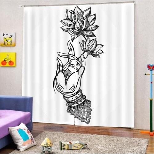 Chinese Lotus Curtain Living Room Bedroom Decorative Window Curtains home drapes