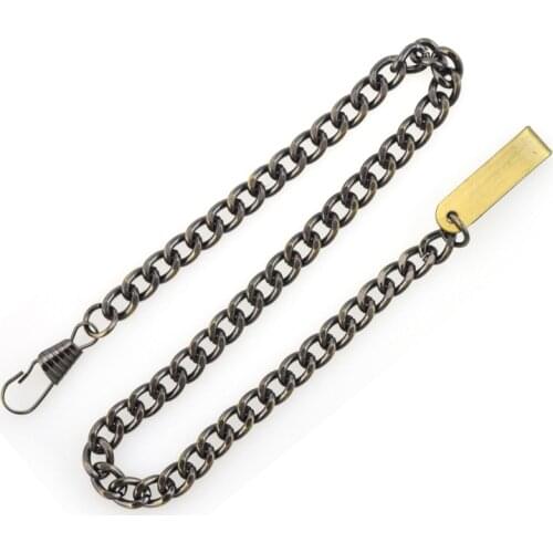 Fashion Black/Bronze Stainless Steel 35cm Fob Chain for men or women Jewelry Accessories Pocket Watch chain