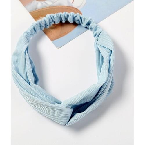 Fashion Retro Stripe Knot Headband Elastic Silk Like Headwear Top Cross Floral Hair Scrunchies for Women Girls Hair Accessories