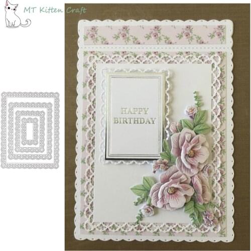 MT Metal Cutting Dies Lace rectangle frame set Scrapbook Photo Album Decorative Embossing Stencils Paper Card Crafts Die Cut
