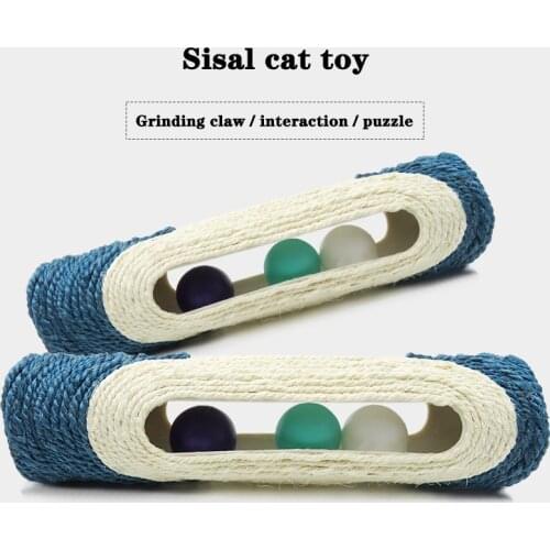 New Cat Toy, Three Ring Balls for Long Roller, Sisal Cat Scratching Board, Funny Cat Ball Puzzle Grinding Pet Toy