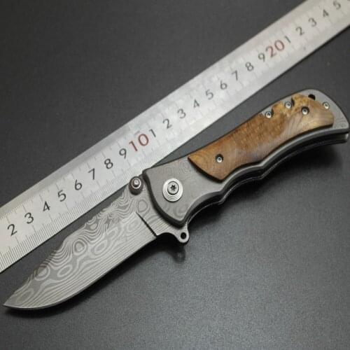 Brave Fighter 58HRC 440C Blade Surface Tiger Stripes Folding Knife Outdoor Camping Hunting Utility Hunting EDC Tool