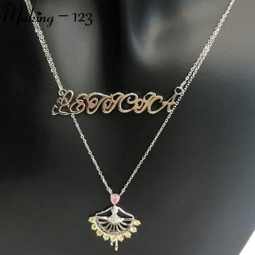 Personalized Double Layered Name Necklace Women Fashion Jewelry Stainless Steel Custom Name Necklace Custom Personalized Kolye