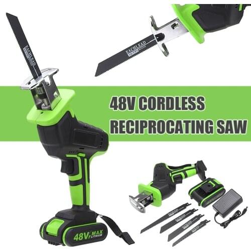 48V Electric Wood Metal Reciprocating Saws Cordless Logging Chainsaw With 4 Saw Blades Metal Cutting Woodworking Power Tool