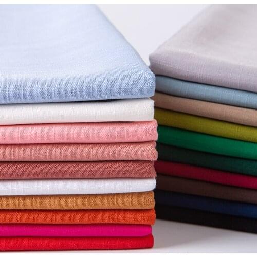 Plain Bamboo Cotton Linen Fabric By The Meter Per for Clothes Skirt Dress Sewing Summer Thin Slub Textile Soft Drape Black White