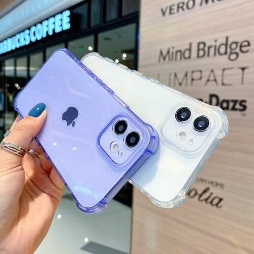 Candy Color Transparent Phone Case For iPhone 11 Pro X XR XS Max 7 8 Plus Phone Case For iPhone 12 Pro Max Shockproof Back Cover
