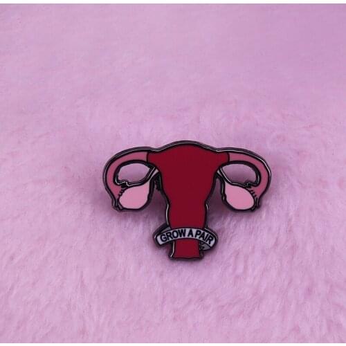 Grow a pair of ovaries enamel pin sassy women uterus badge feminist collection
