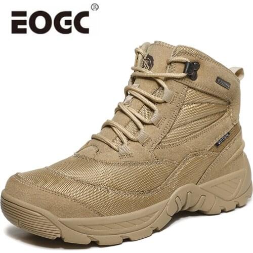 Plus Size New Ankle Men Boots Protective Wear-resistant Sole Desert Boots Men Leather With Canvas Comfort Walking Boots Shoe