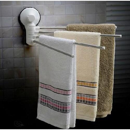 4 Swivel Bars Folding Movable Bath Towel hook Wall Mounted Bathroom Towel Rail Rack Bath Room Holder Hanger