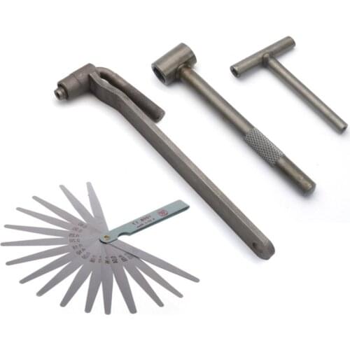 Motorcycle Engine Valve Adjustment Tool Square Hexagon Socket T Spanner Valve Screw Wrench 8mm 9mm 10mm Feeler Gauge 0.02 to 1mm