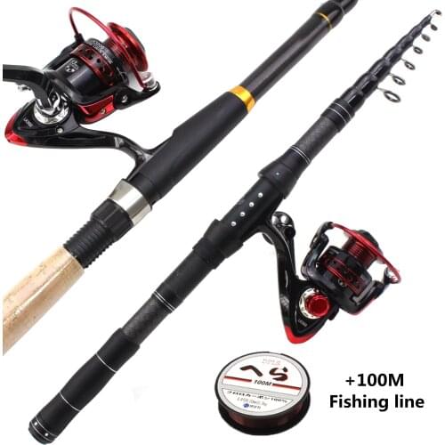 NEW 1.8m 2.1m 2.4m 2.7m 3.0m Carbon Fiber Telescopic Fishing Rod Portable Spinning Rod and Spinning Reels Multifunction set