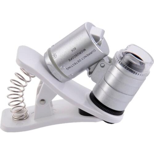 60X Clip-On 9882W phone Microscope Magnifier with LED / UV Lights for Universal SmartPhones iPhone Samsung HTC Magnifier