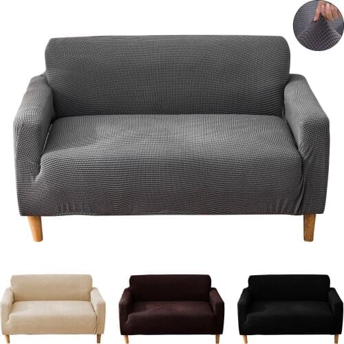 Jacquard Arm Sofa Cover Solid Color Corner Seat Covers For Living Room Elastic Spandex L Shape Couch Slipcover Protector D30