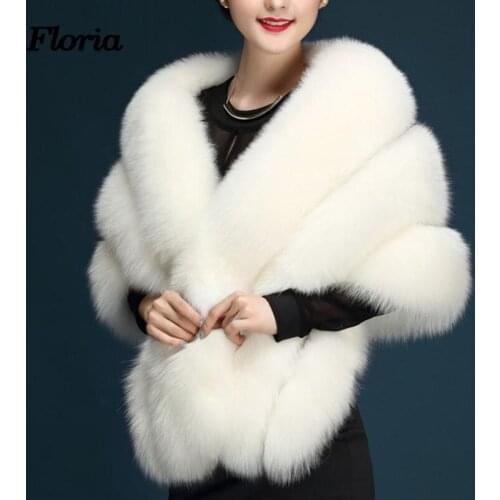 In Stock 2018 Women Faux Fur Bolero Shawl Pink/Red/Black/Gray/Ivory/Wine Wedding Winter Coat Coprispalle Sposa Wedding Jackets