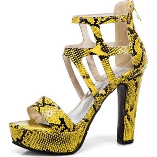 Large size 34-50 Woman Square Heel Sandals Fashion Open Toe High Heel Zip Platform wedding party sapatos feminino shoes 3032