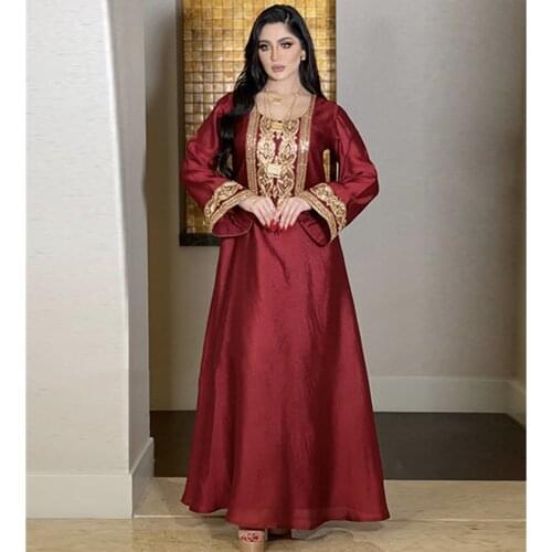 Sequin Caftan Marocain Evening Dresses For Women Dubai Abaya Arabic Dress Muslim Islam Turkey Clothes Robe Longue Djellaba Femme