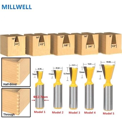 1PCS-12.7mm SHANK Free shipping woodworking router bit,solid carbide end mill,wood milling cutter,dovetail cutter,CNC wood tool