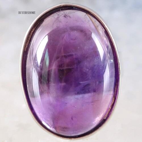 1Pcs Jewelry Gift Adjustable Ring For Women Men Natural Stone Oval Bead Purple Crystal Finger Ring Z128