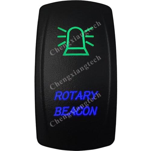 12V 24V Marine Car Boat Truck RV ROTARY BEACON Rocker Switch SPST, 5 Pins ON-OFF, Green & Blue Led Push Switch for Carling