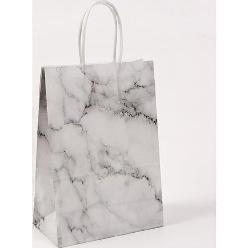 2pcs Marble Printed Handbags With Strings Multi Size Customizable Paper Gift Bag Kraft Paper Candy Bag