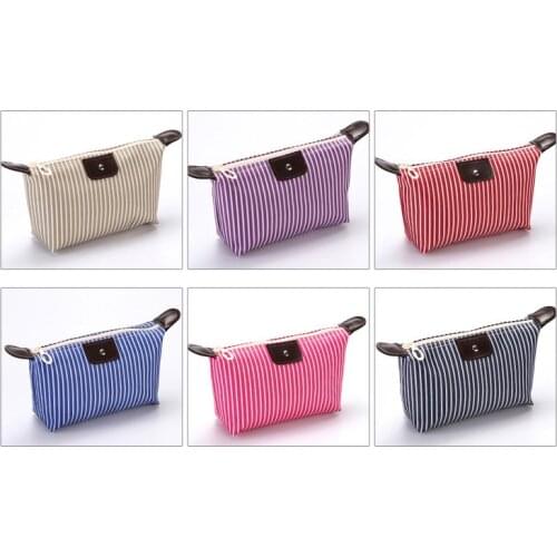 2021 Womens cosmetic bag mini striped cosmetic storage box travel ladies waterproof storage bag storage box holiday gifts