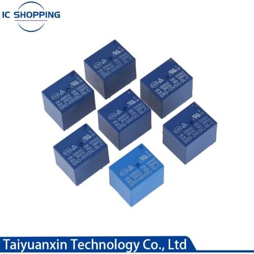 5Pcs Power Relay SRD-12VDC-SL-C SRD-03 05 06 09 12 24 12VDC-SL-C -SL-A 4Pin 5Pin 10A 3V 5V 9V 6V 24V 12V Relay High Quality