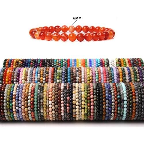 100% Natural Stone Bracelet 6MM Bead Aventurine Quartzs Citrines Jades Sunstone Bangle Handmade Jewelry Bracelets For Women Men