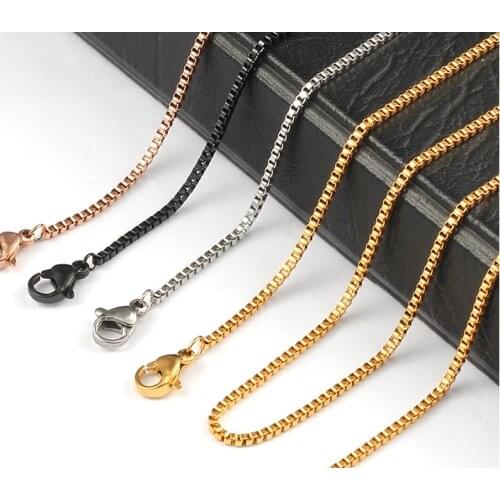 1.5mm /Gold/ Black/rose Gold Tone Women and Men Box Necklace Chain 316L Stainless Steel Chains High Quality Jewelry Chain