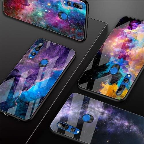 Space for galaxy Tempered Glass Phone Case For Huawei honor 8X 9 10i 20i 20Lite 20Pro 30 Pro Cover Shell